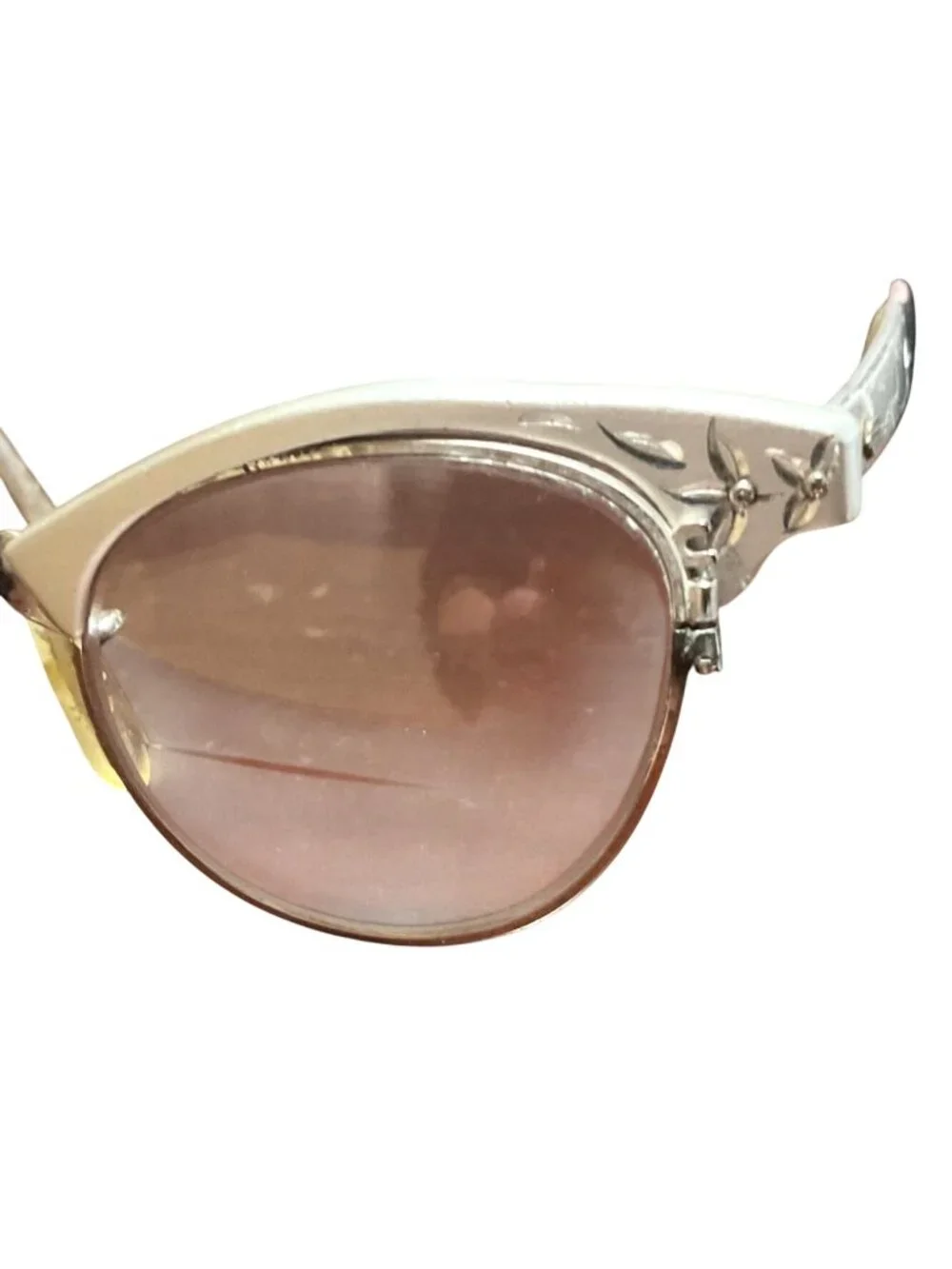 Vtg 1950s Cat Eye Horn Rimmed Eyeglasses Pair Of 2 Silver & Black Frames Women’s